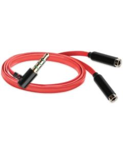 NoiseHush 11920 AS10 Audio Splitter, 19-Inch Cable for 3.5mm Devices/MP3/DVD Players/Tablets/Mobile/Smartphone - Red