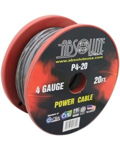 Absolute P420BK 4 Gauge Spool Multi-Strand 20 Feet Power Wire Cable (Black)